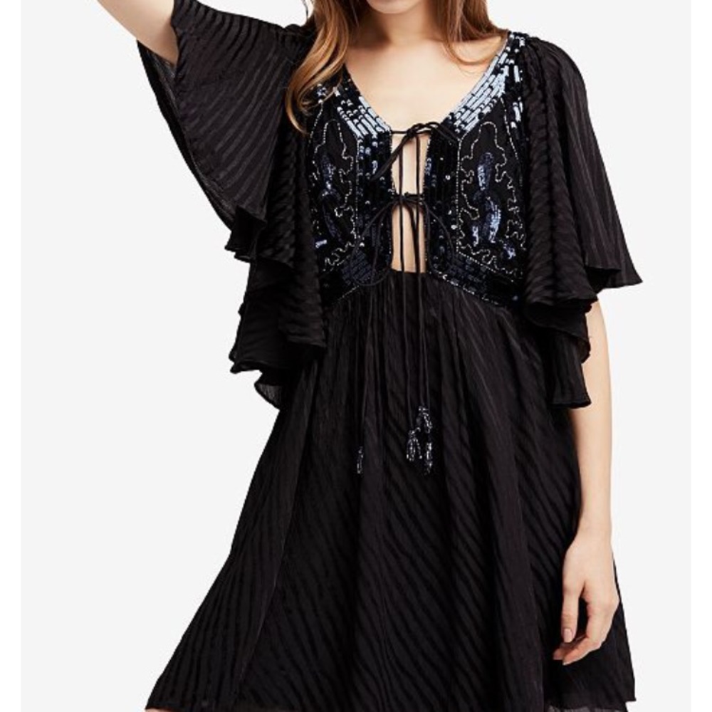 NWT Free People Black Embellished Dress SZ Small